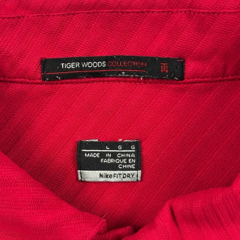 Nike Fit Dry Tiger Woods Collection Polo Shirt Mens Large Red‎ Performance Golf